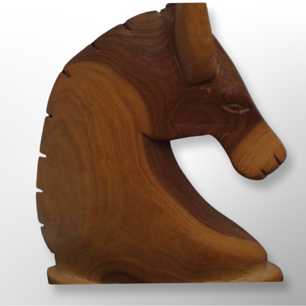 Carved Wood Horse Head Sculpture